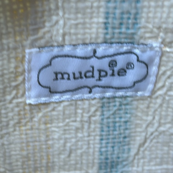 Mud Pie new with tag striped jute bag.  Green, pink, black gold. Pompom tassles. - Picture 9 of 10